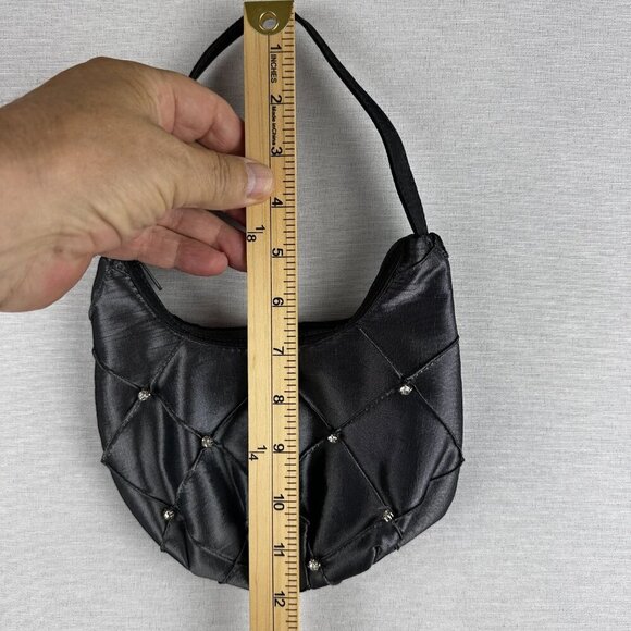 LA REGALE SATIN SHOULDER BAG, GRAY, WITH ZIPPER, HAND MADE IN CHINA - Picture 9 of 10